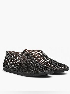 wishbone jelly net slip on thin sneaker shoes open weave viral goth slippers